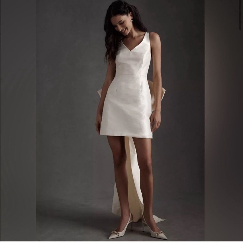 Sachin & Babi Archie V-Neck Back Bow Mini Dress